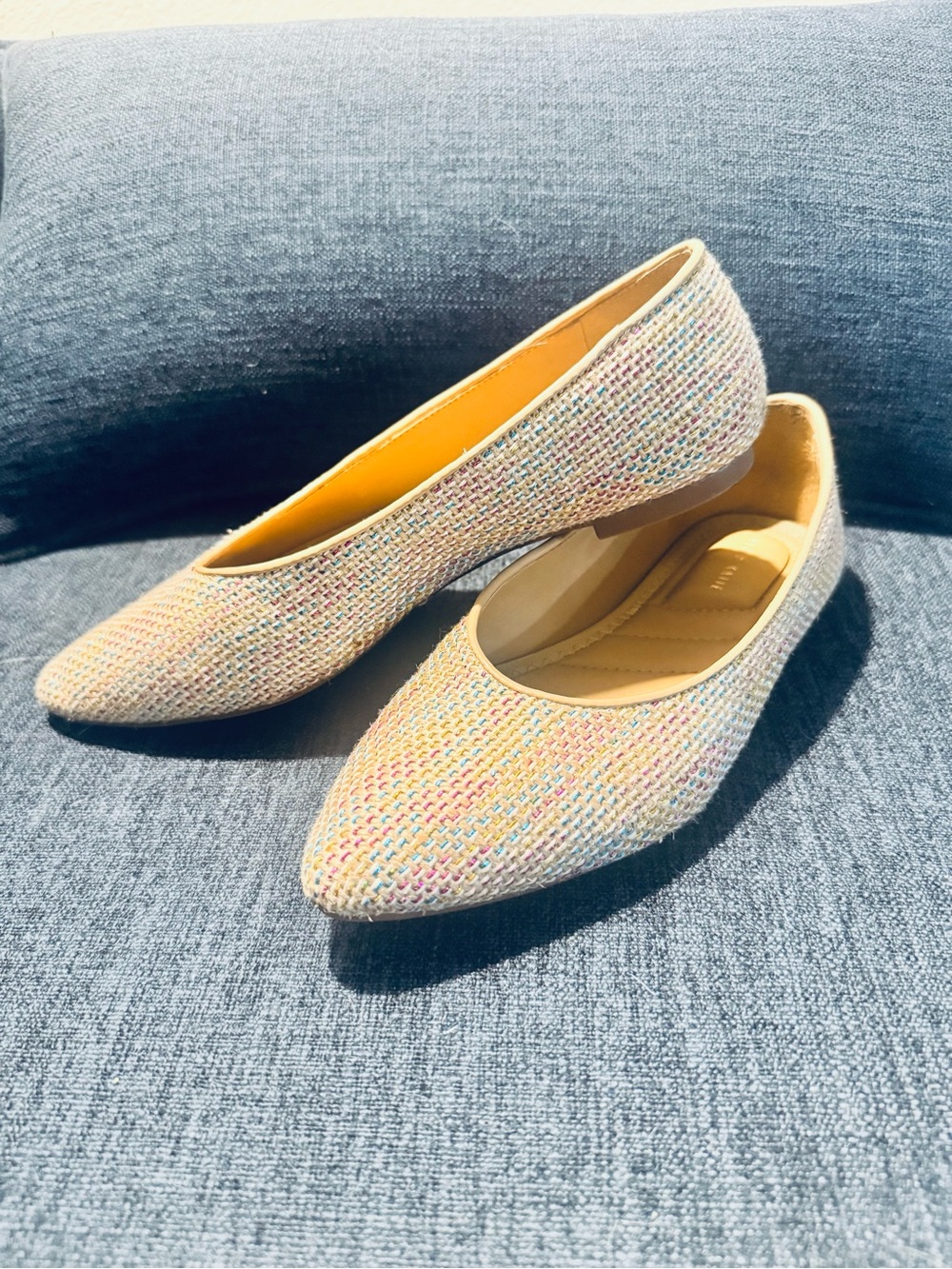 Kelly & Katie Pastel Metallic Multicolor Woven Pointed-Toe Flats